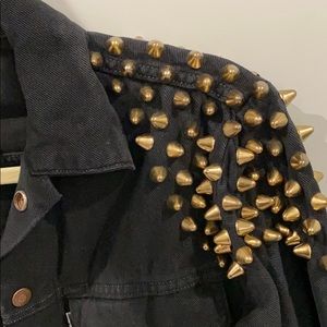 Levis Black Jean Jacket with Gold Studded Shoulder